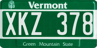 VT license plate XKZ378