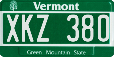 VT license plate XKZ380