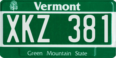 VT license plate XKZ381