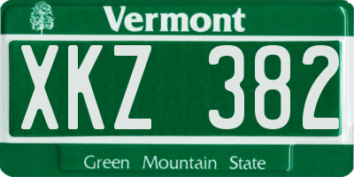 VT license plate XKZ382
