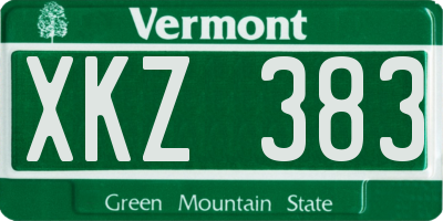 VT license plate XKZ383