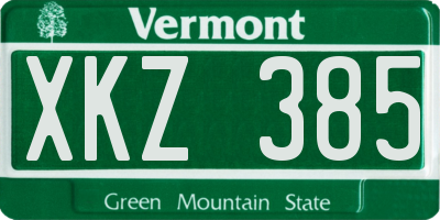 VT license plate XKZ385