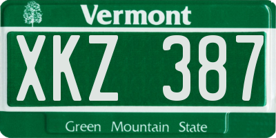 VT license plate XKZ387