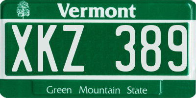VT license plate XKZ389