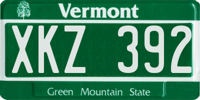 VT license plate XKZ392