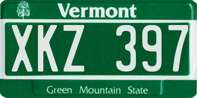 VT license plate XKZ397