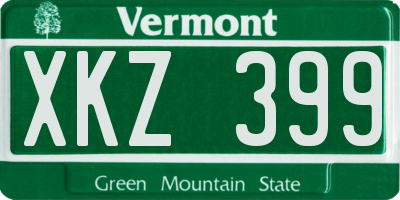 VT license plate XKZ399
