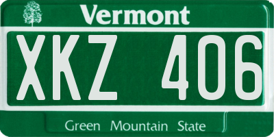 VT license plate XKZ406