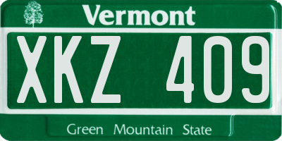 VT license plate XKZ409