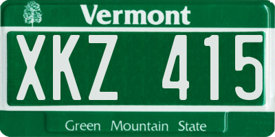 VT license plate XKZ415