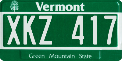 VT license plate XKZ417