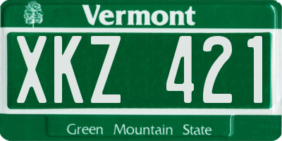 VT license plate XKZ421