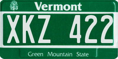 VT license plate XKZ422
