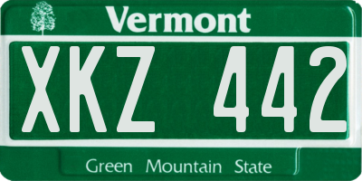 VT license plate XKZ442