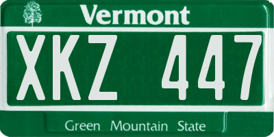 VT license plate XKZ447