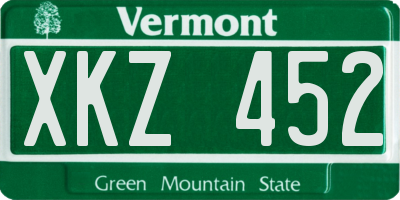 VT license plate XKZ452