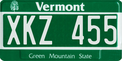 VT license plate XKZ455