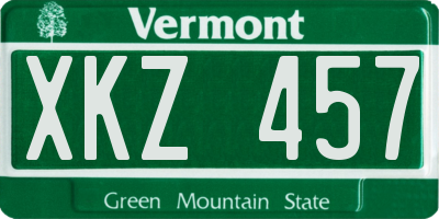 VT license plate XKZ457