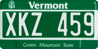 VT license plate XKZ459