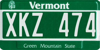 VT license plate XKZ474