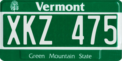 VT license plate XKZ475