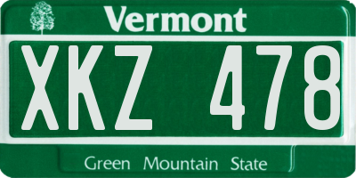 VT license plate XKZ478