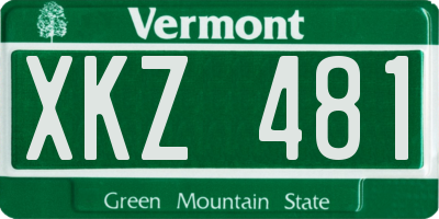 VT license plate XKZ481