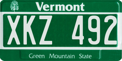 VT license plate XKZ492