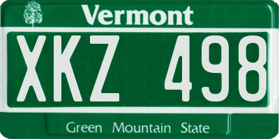 VT license plate XKZ498