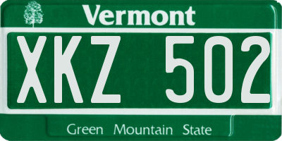 VT license plate XKZ502