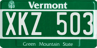 VT license plate XKZ503