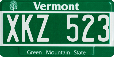 VT license plate XKZ523