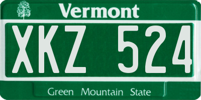 VT license plate XKZ524