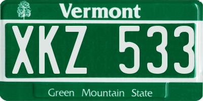 VT license plate XKZ533