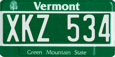 VT license plate XKZ534