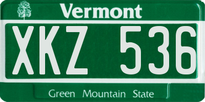 VT license plate XKZ536