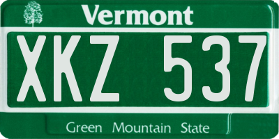 VT license plate XKZ537