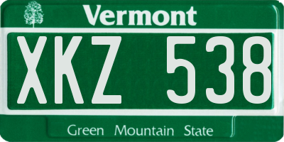 VT license plate XKZ538