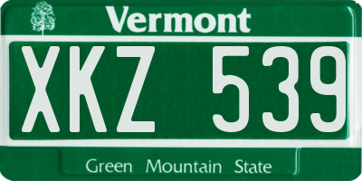 VT license plate XKZ539