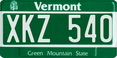 VT license plate XKZ540