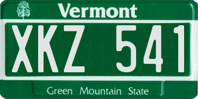 VT license plate XKZ541