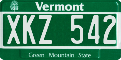 VT license plate XKZ542