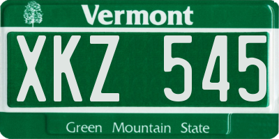VT license plate XKZ545