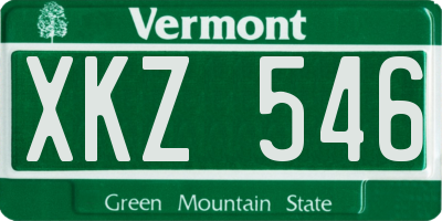 VT license plate XKZ546