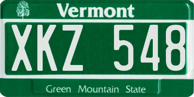 VT license plate XKZ548
