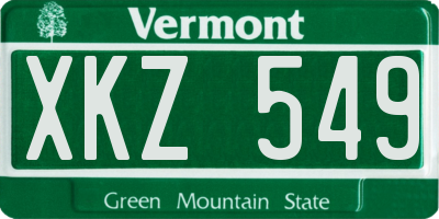 VT license plate XKZ549
