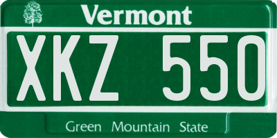 VT license plate XKZ550