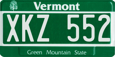VT license plate XKZ552