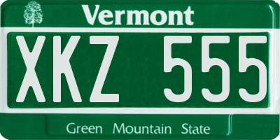 VT license plate XKZ555