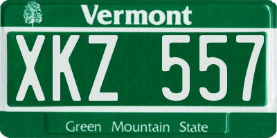 VT license plate XKZ557